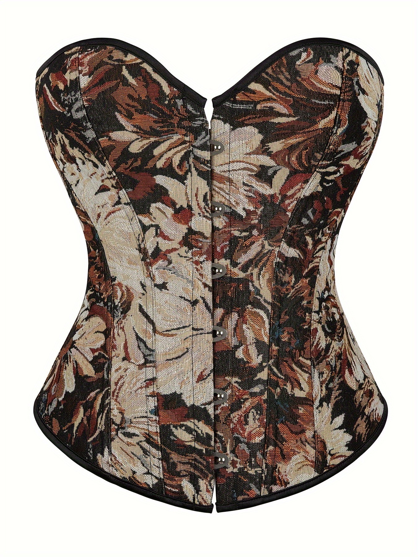 Floral Embroidery Vintage Oil Printing Style Corset Bustier - Temu