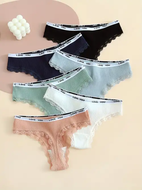 Lace Stitching Thongs Sexy Low Waist Semi sheer Thong - Temu Canada