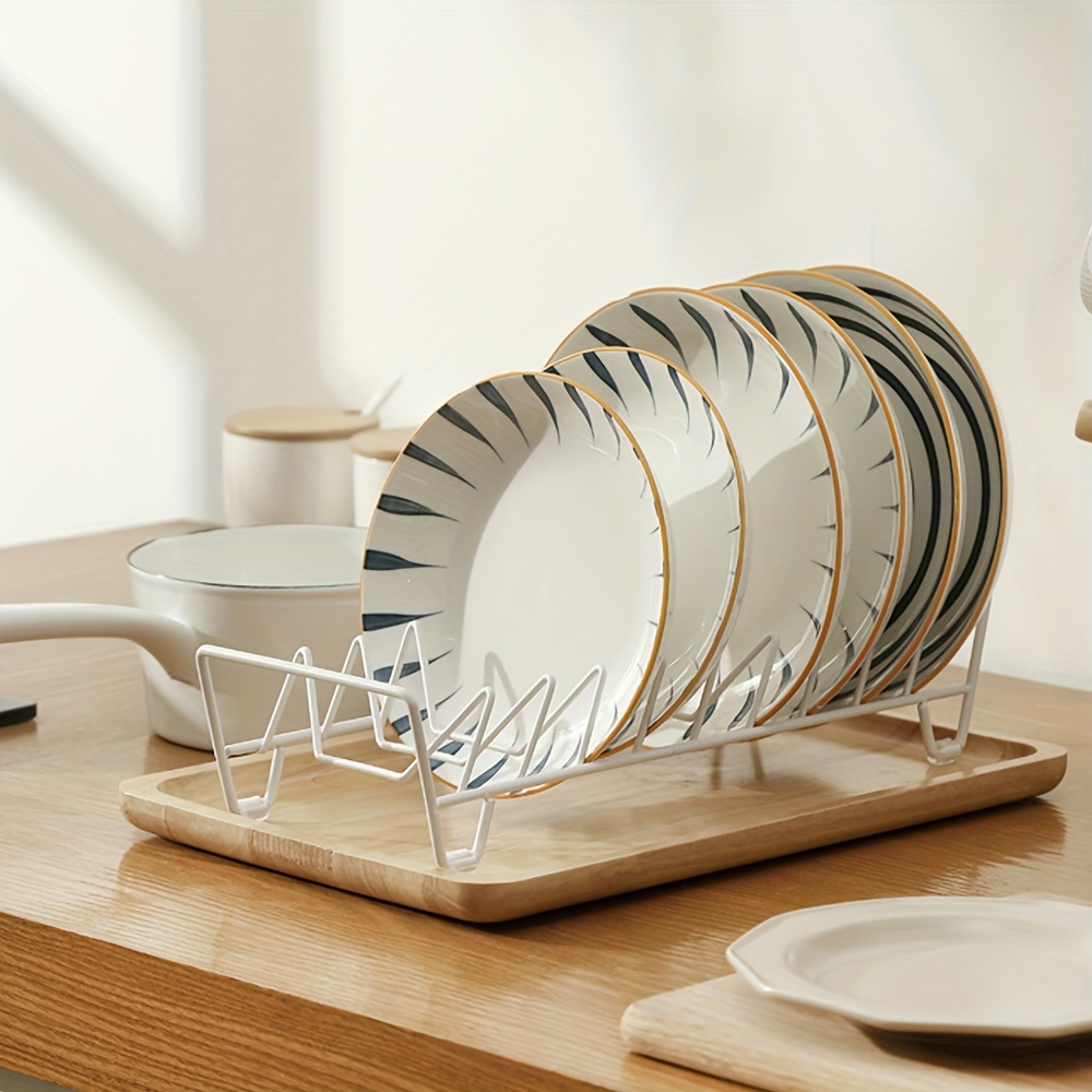 Dish Rack, Metal Bowl And Plate Dish Rack, Minimalistic Plate Holder, Dish  Draining/drying Rack/pan Holder Stand, Space Saver For Kitchen, Counter Top  Or Cabinet Shelf, Kitchen Accessories - Temu