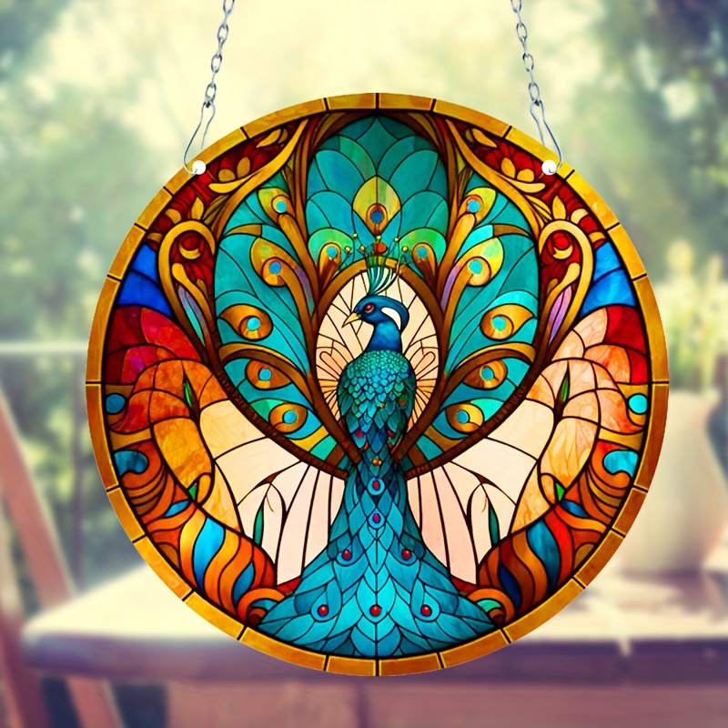 1pc 3D Peacock Stained Window Hangings, Peacock Decor Wall Art For Kitchen  Livingroom Office, October/Christmas Gift For Mom Women Aunt Sister Friend