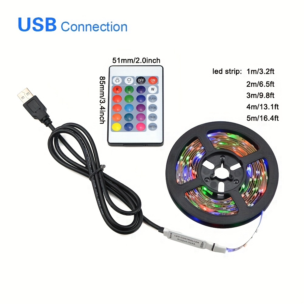 1 rollo Tira Luces Led Rgb 2835 Usb Luces Bajo Voltaje 5 v - Temu