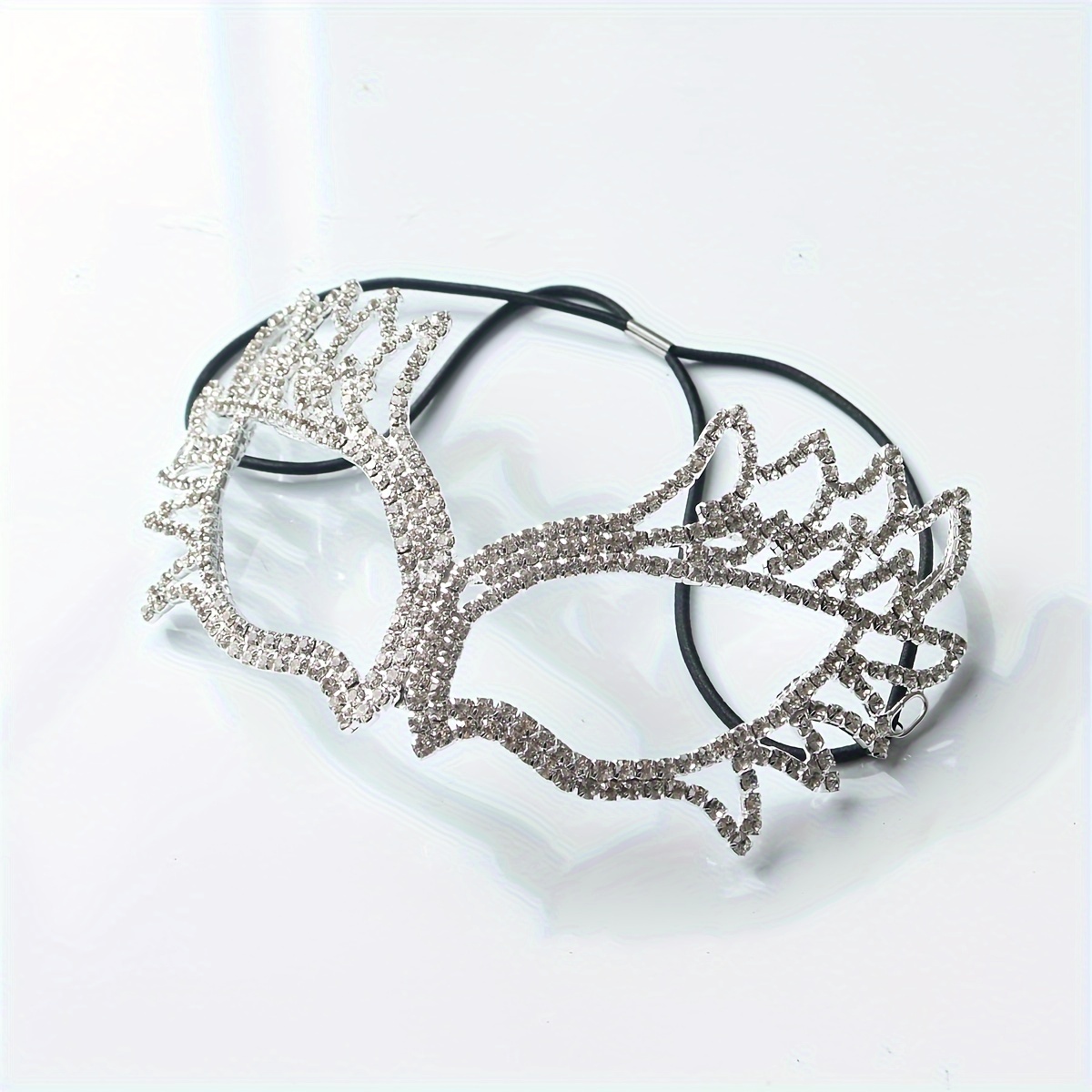 Sexy Exaggerated Big Rhinestone Mask Sparkling Hollow Out Half Face Mask  Stylish Party Stage Performance Eye Mask