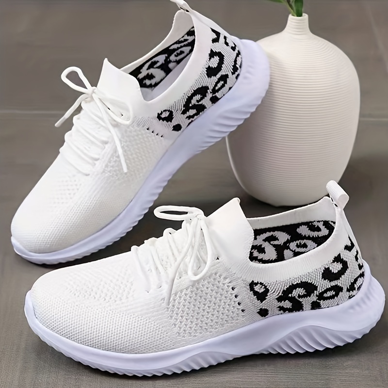 Women's Leopard Print Sneakers Casual Lace Running Shoes - Temu United Arab  Emirates