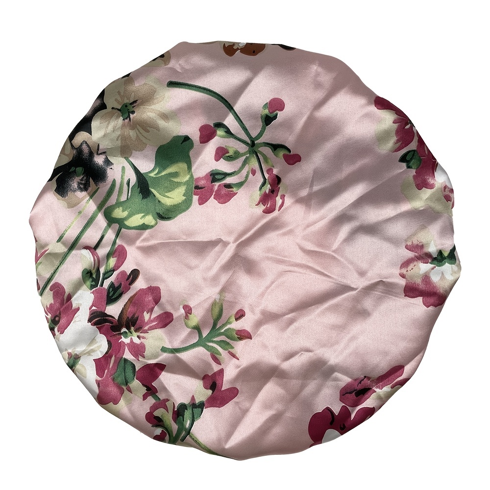 Alnorm Satin Bonnet Floral Print Double Layer Sleep Cap