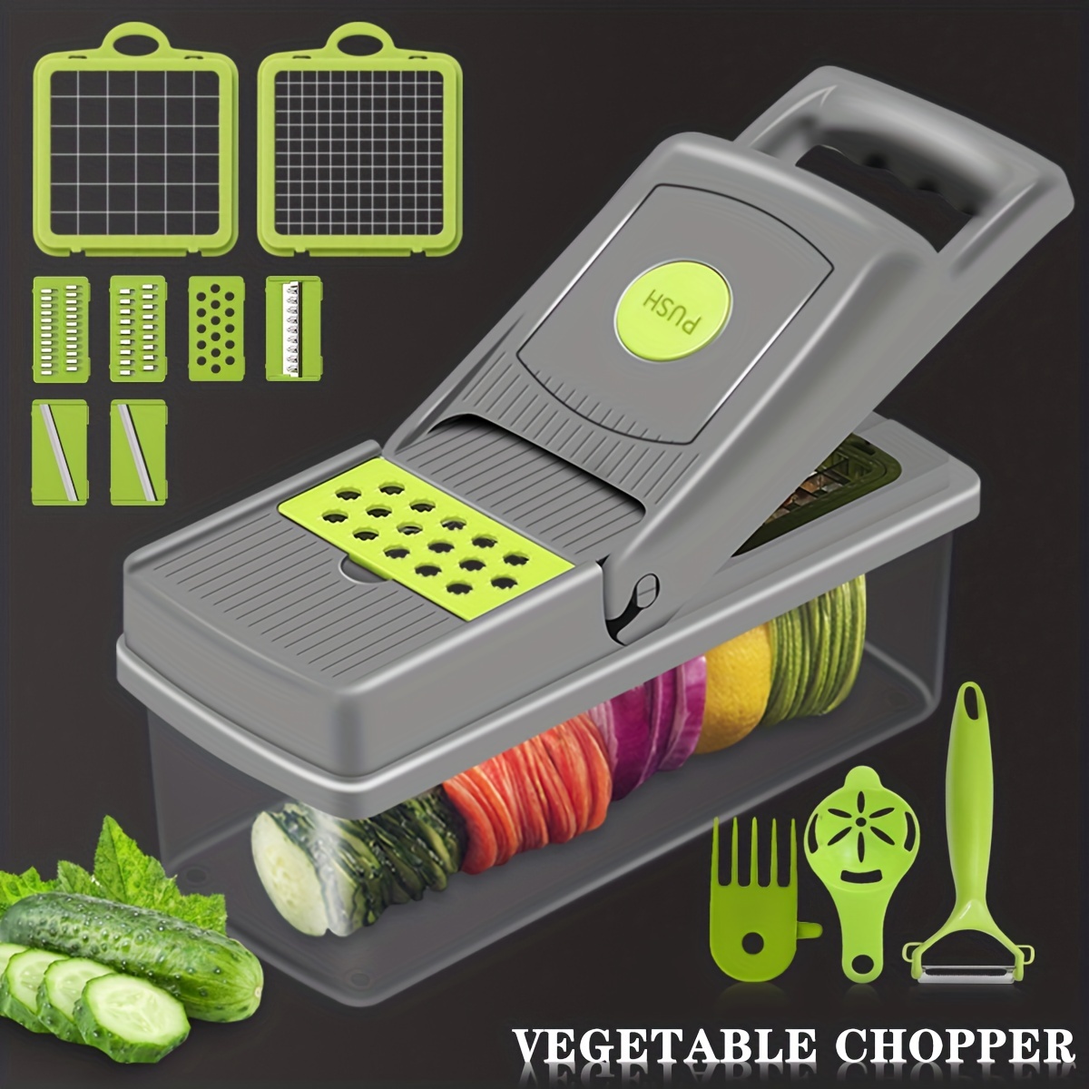 12 in 1 Multifunctional Vegetable Chopper Onion Dicer with Big Container  Fruit Veggie Slicer Potato Carrot Grater Garlic Grinde