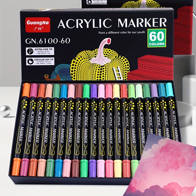 60 Vibrant Colors Double ended Acrylic Marker Pen With Round - Temu