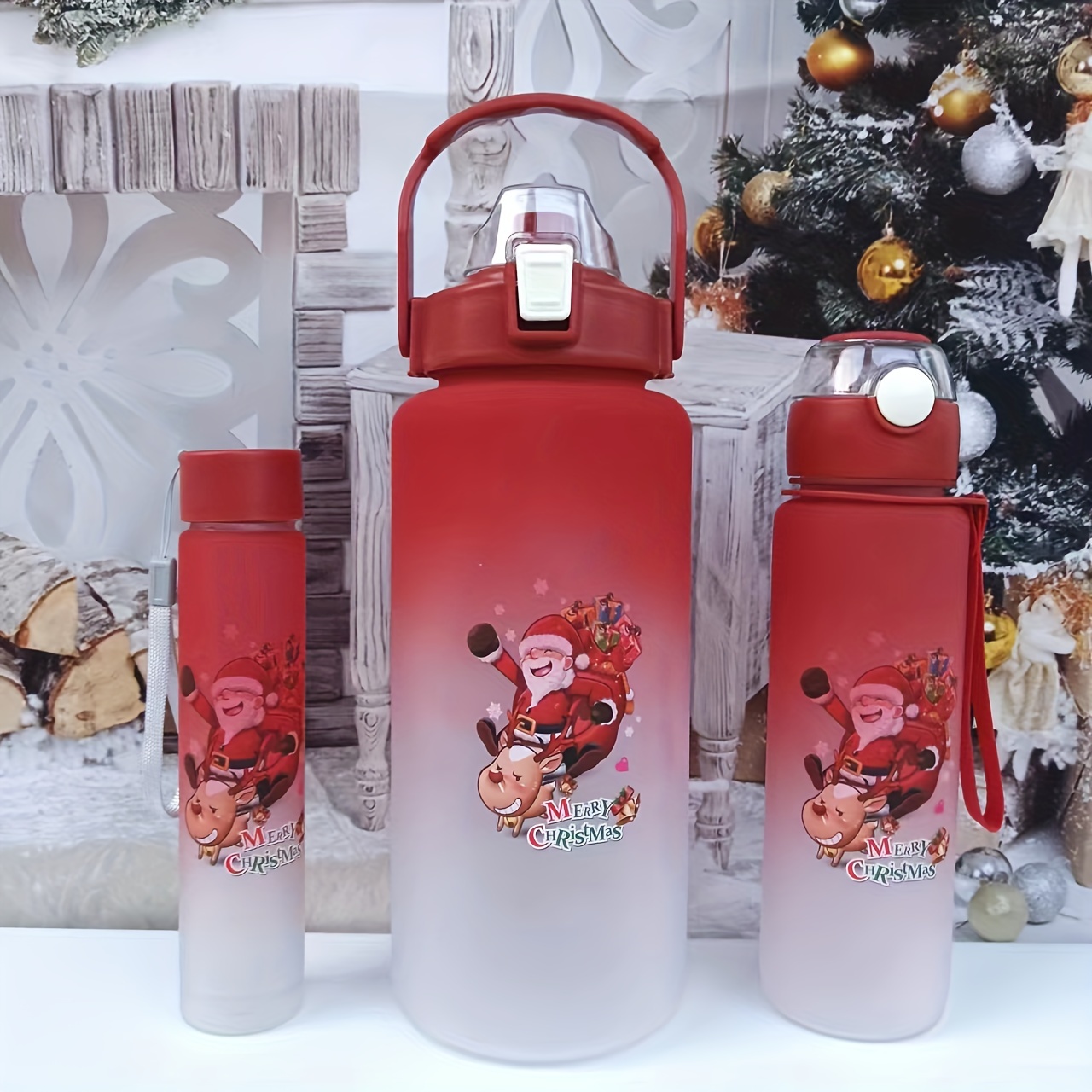 Christmas Sports Water Bottle Cute Xmas Tree Water Cups - Temu