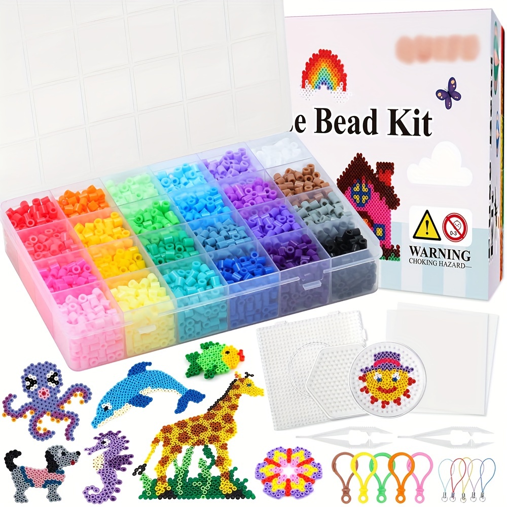 Fuse Beads Kit-4500pcs 5mm 24Colors(4 Glow in Dark) Pegboards 75  Patterns(15 Full Size) Ironing Papers Tweezers Storage Case Hama Beads  Compatible Kit : : Toys & Games