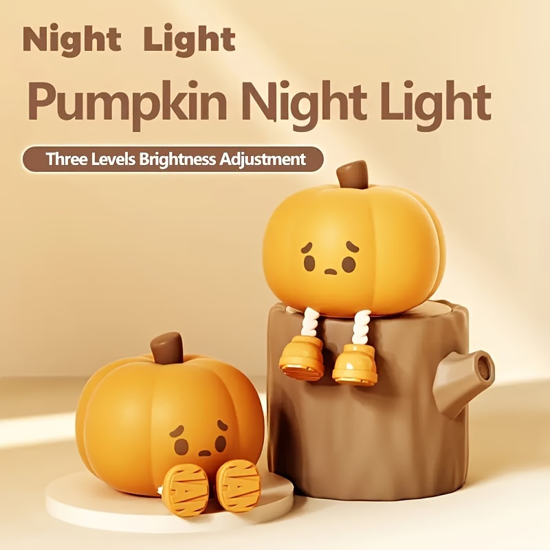 1pc Creative Little Pumpkin Silicone Clapping Lamp Desktop Atmosphere Decoration Halloween Decorative Pumpkin Night Light USB Powered details 0