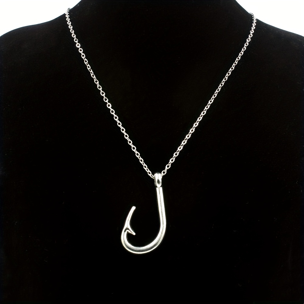 Pendant Necklace For Men Alloy Silver Plated Fishhook Pendant Necklace  Jewelry Gift Casual Jewelry Necklace Accessories Gift