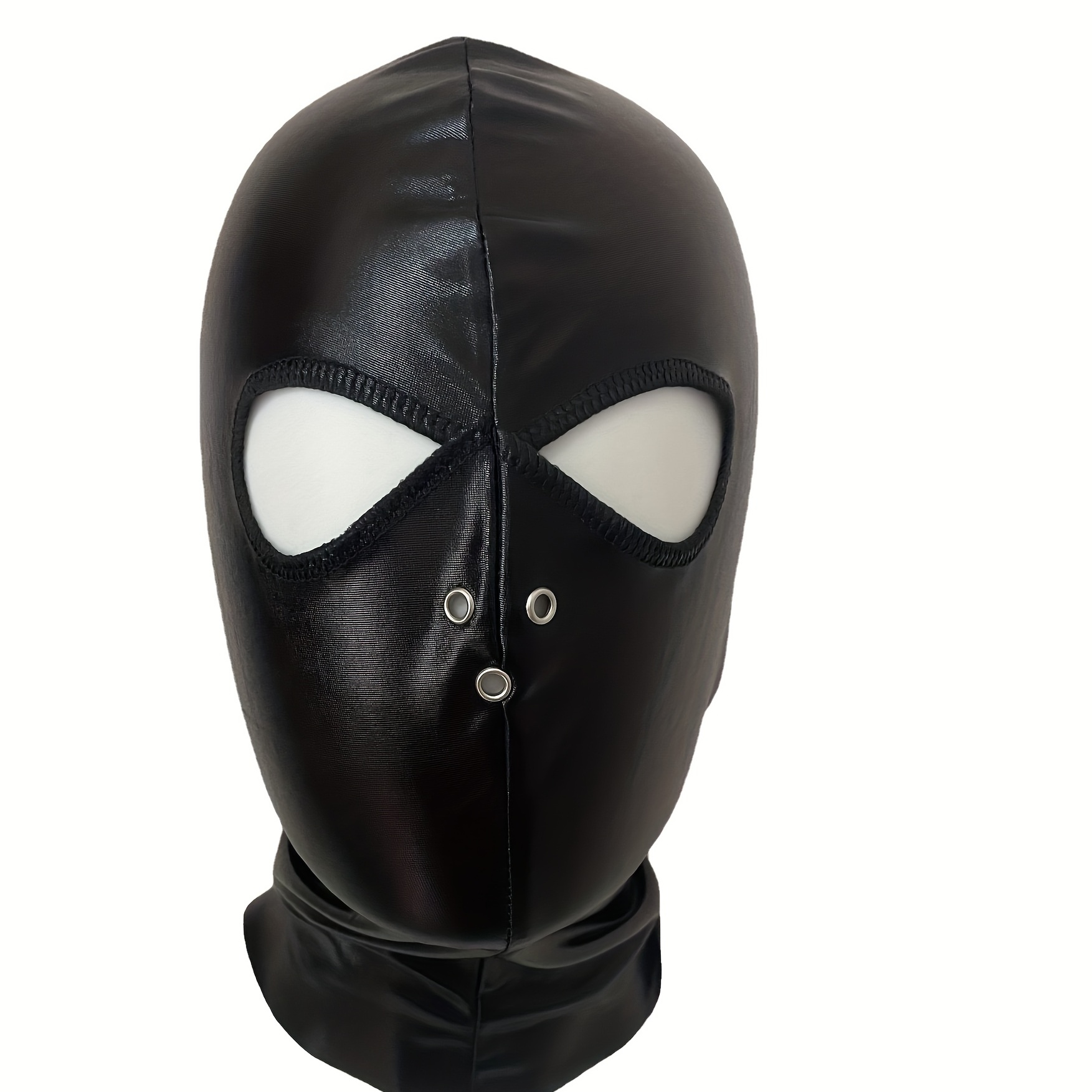 Adults Full Face Mask PU Leather Open Mouth Eye Head Cover Mask Cosplay  Costume