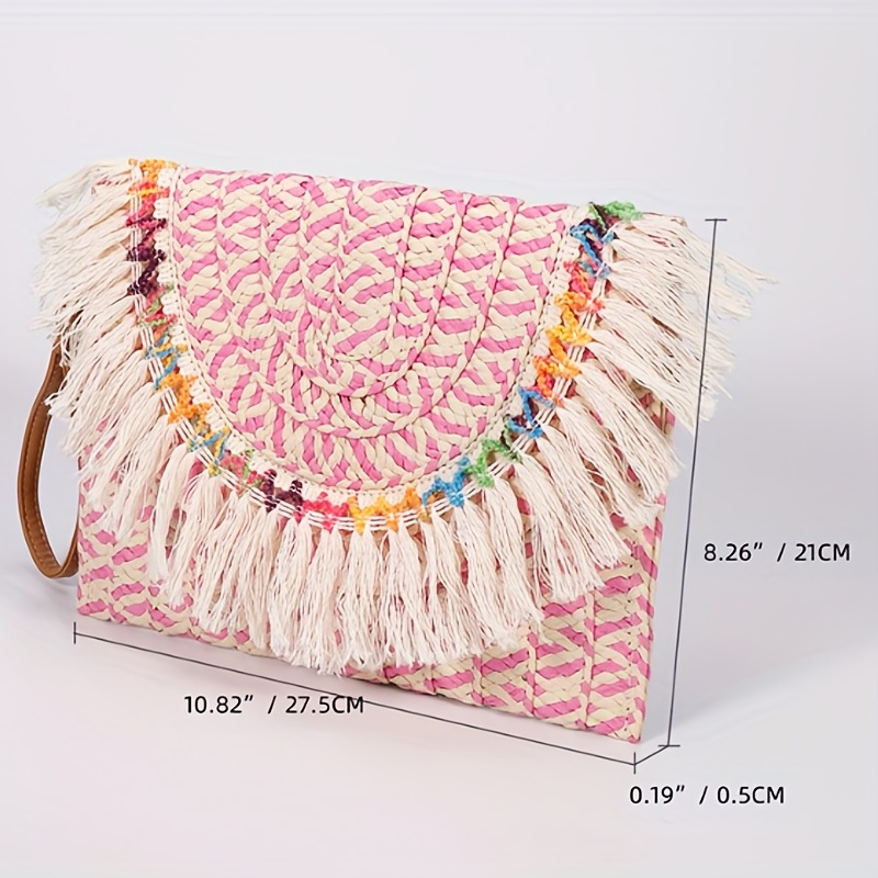Cowhide Clutch Envelope Style with Leather Fringe – The Vintage Bohemian