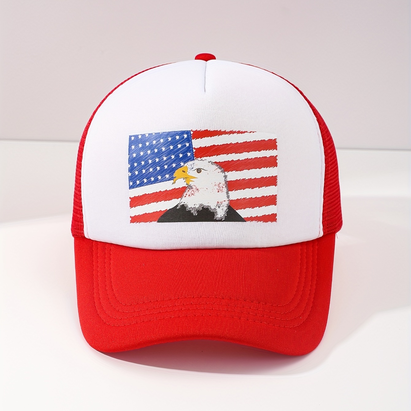 Mens Eagle Print Mesh Baseball Cap