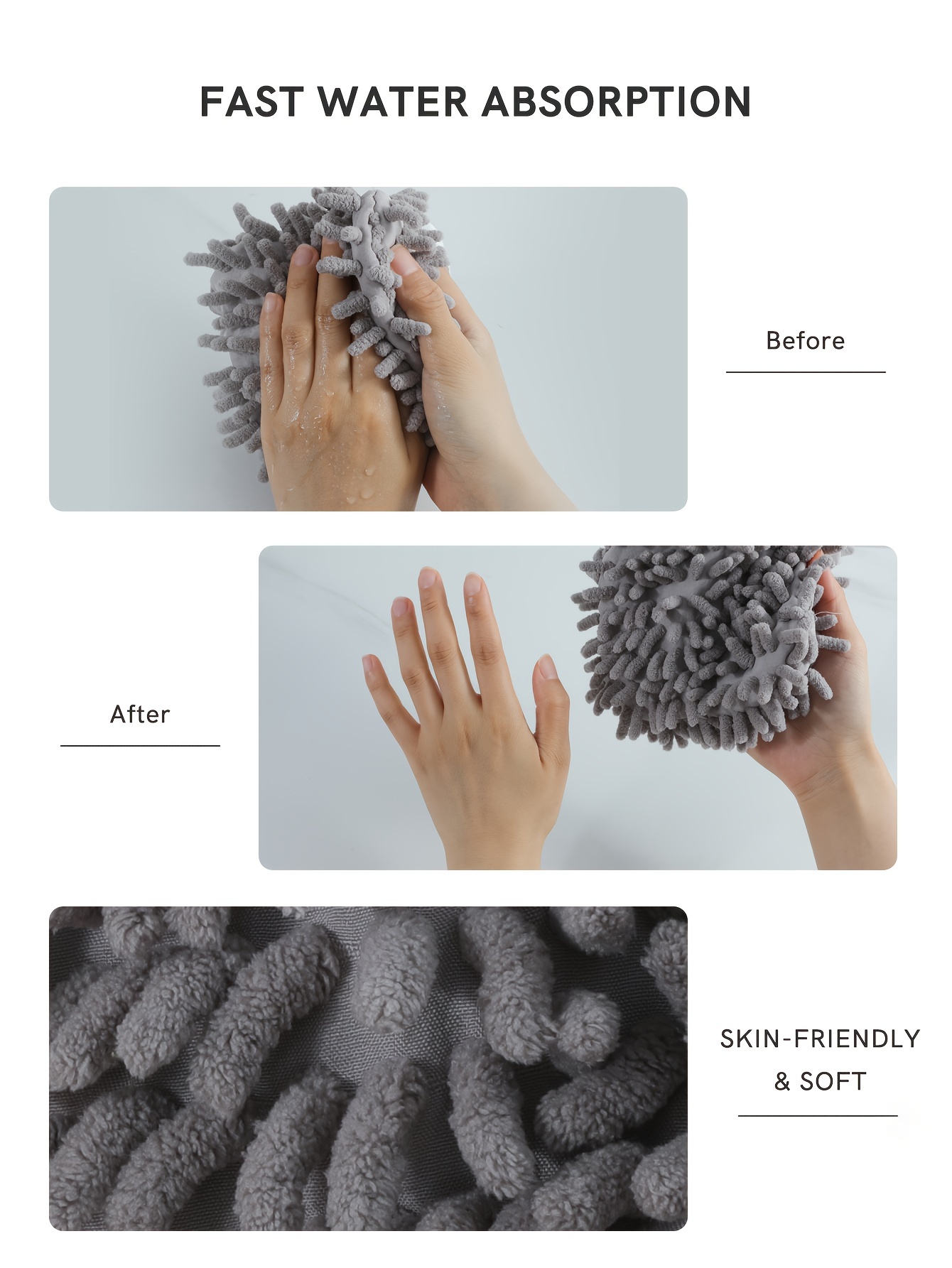 Fuzzy Ball Towel White/gray - Dry Your Hand Instantly Conveniently With  This Creative Bath Towel Decorative