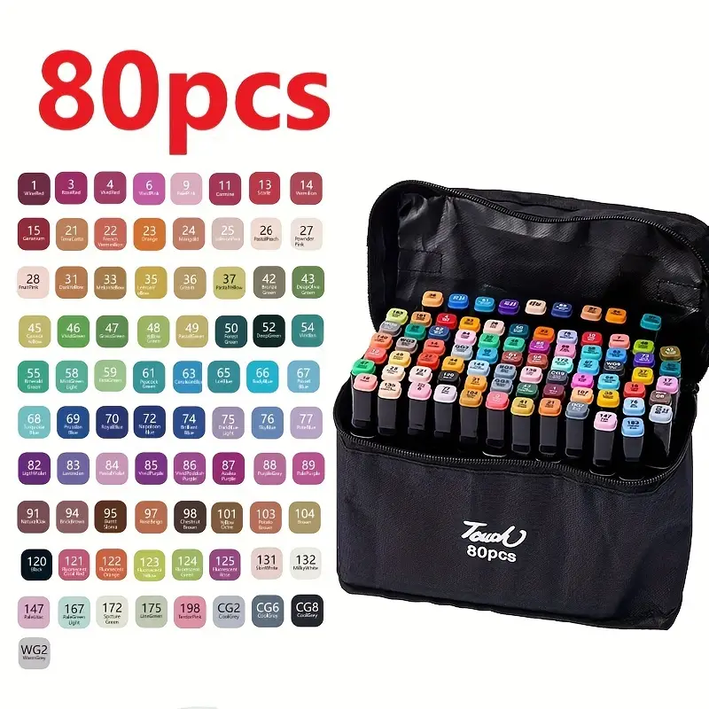 12 262pcs Large Capacity Portable Storage Bag Quick Drying Double Headed  Marker Pen Set Student Color Drawing Comic Design Full Set Marker Pens -  Office & School Supplies - Temu