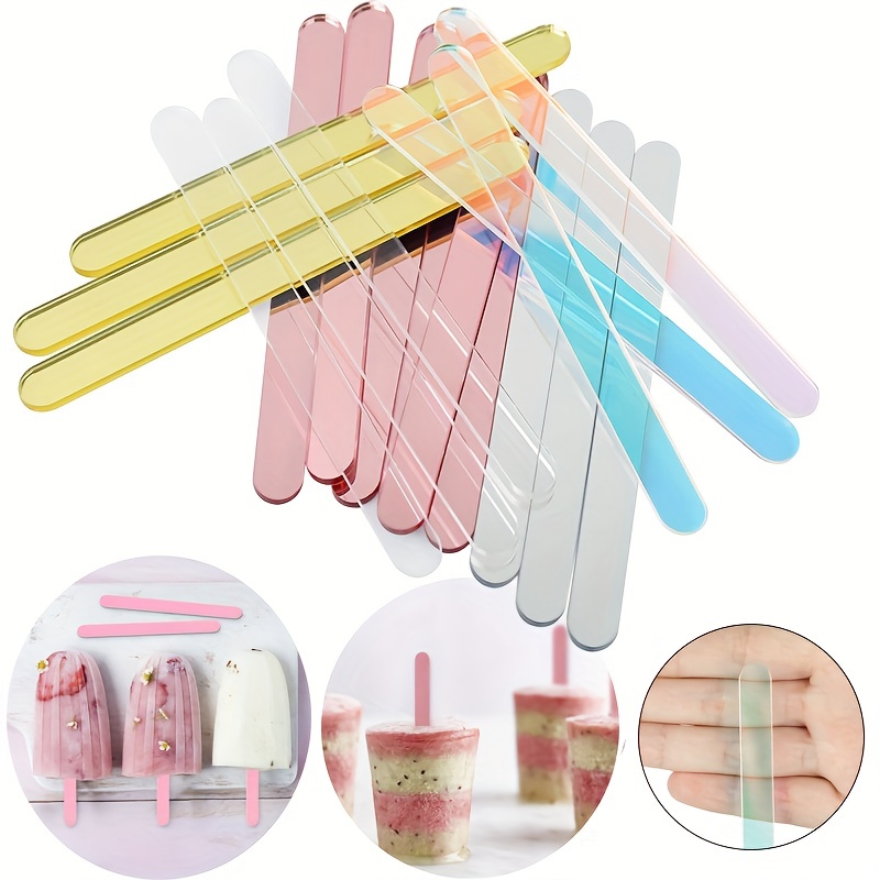 50PCS Acrylic Popsicle Sticks Mirror Ice Cream Sticks Ice Pop Sticks Craft  Party
