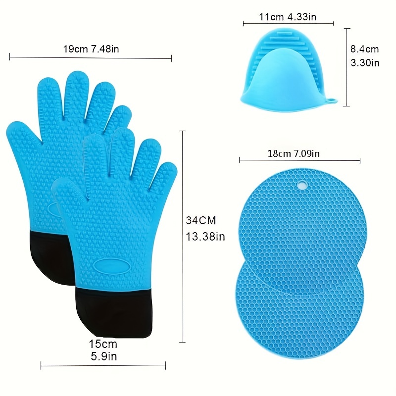 6Pcs Extra Long Oven Mitts and Pot Holders Sets, Heat Resistant
