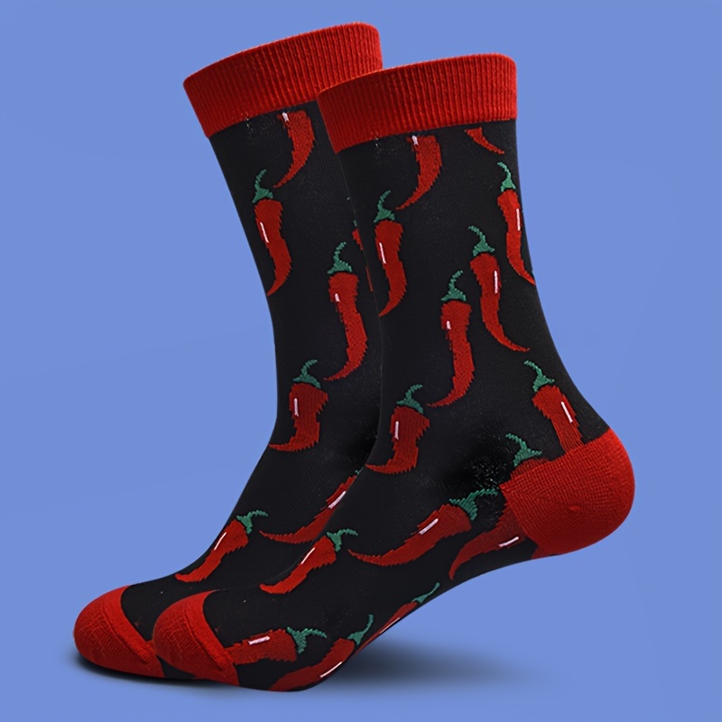 1 Pair Socks With New And Trendy Chili Pattern For