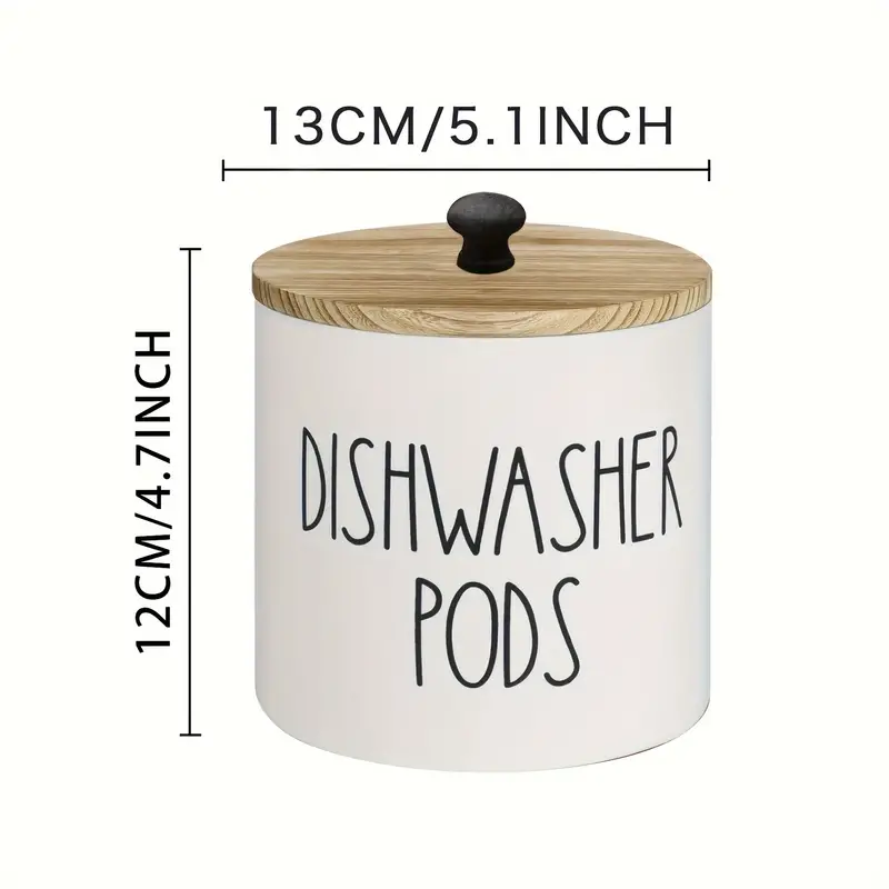 Anwelynd Rustic Round Dishwasher Pod Holder, Dishwasher Tablet Container  for Kitchen Decor and Accessories, Wood Laundry Detergent Pods Container  with