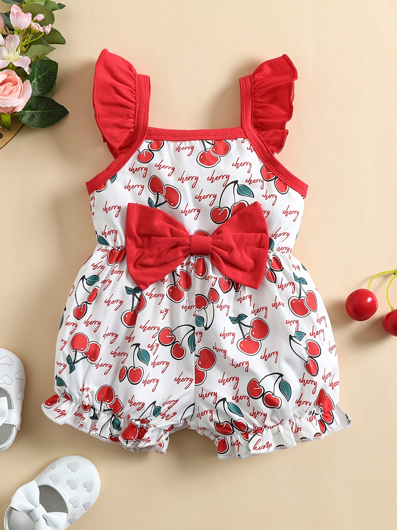 Adorable Newborn Infant Romper - Sleeveless Halter Polka Dot Cherry Style  Baby Girls Bodysuit - Temu Germany