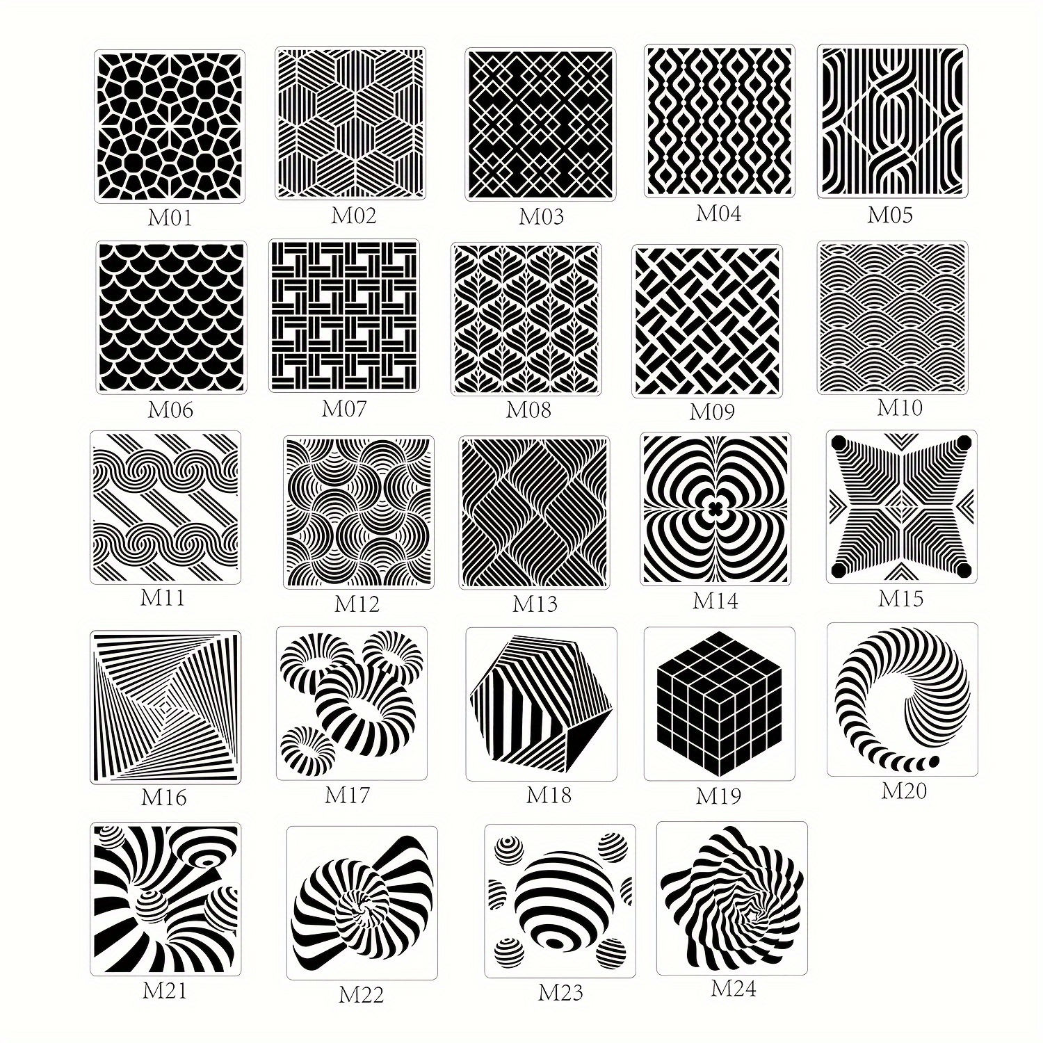 12Pcs Geometric Stencils Hollow Painting Stencils Plastic Drawing