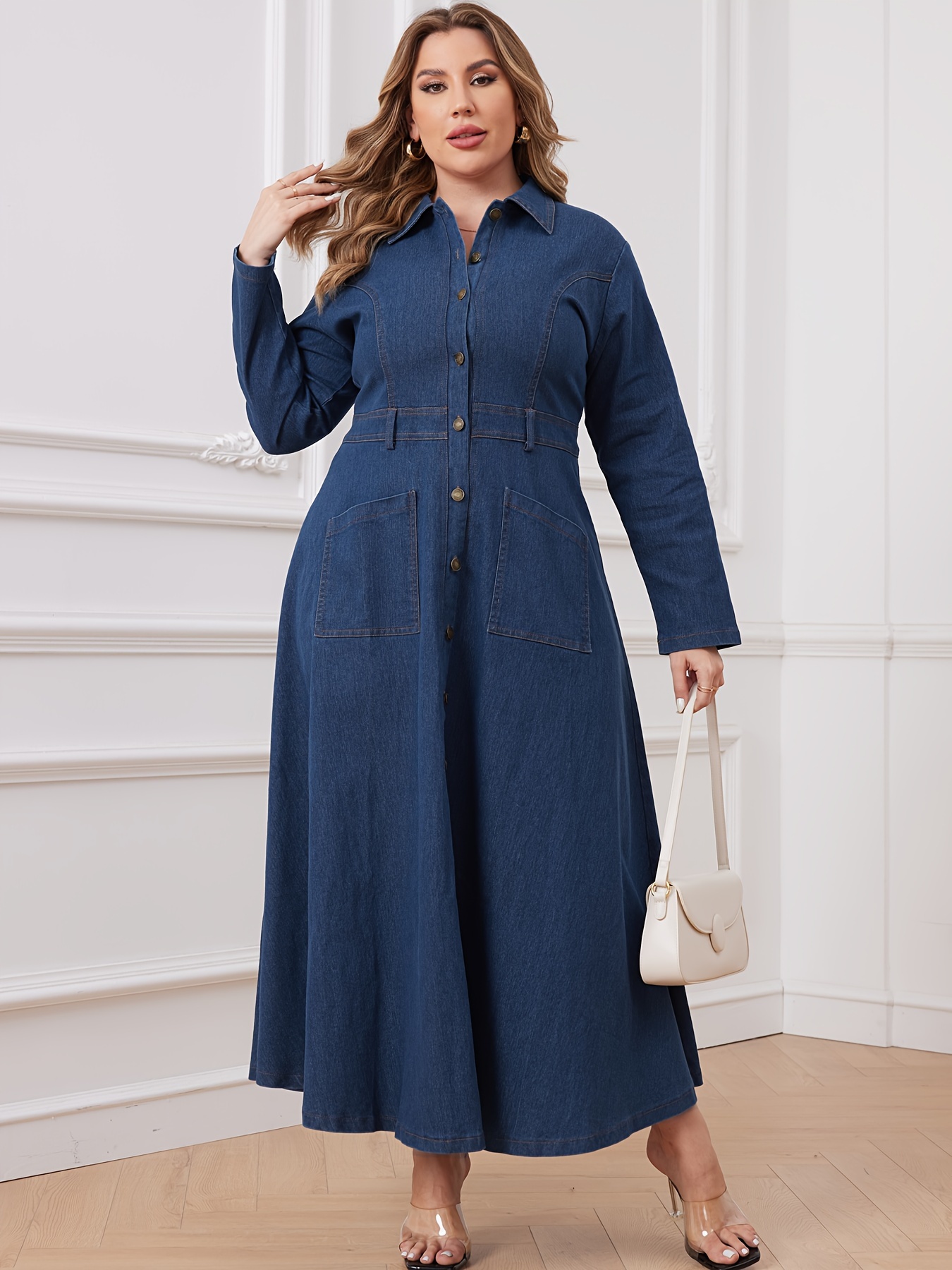 2021 Womens Summer Denim Maxi Dress With Button Bootstrap 5 Up Pocket, Blue  Print, Short Sleeves, Plus Size Option, Casual And Long Vestidos 5XL Q0712  From Yanqin03, $12.53