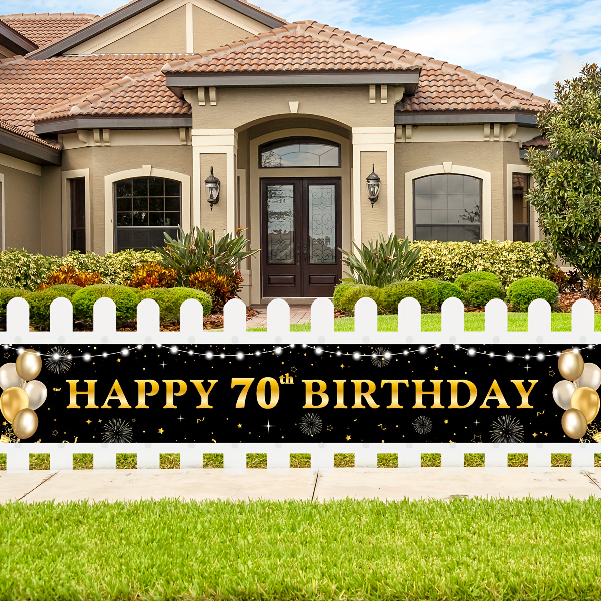 Happy 70th Birthday Yard Banner Sign With Brass Grommets And - Temu