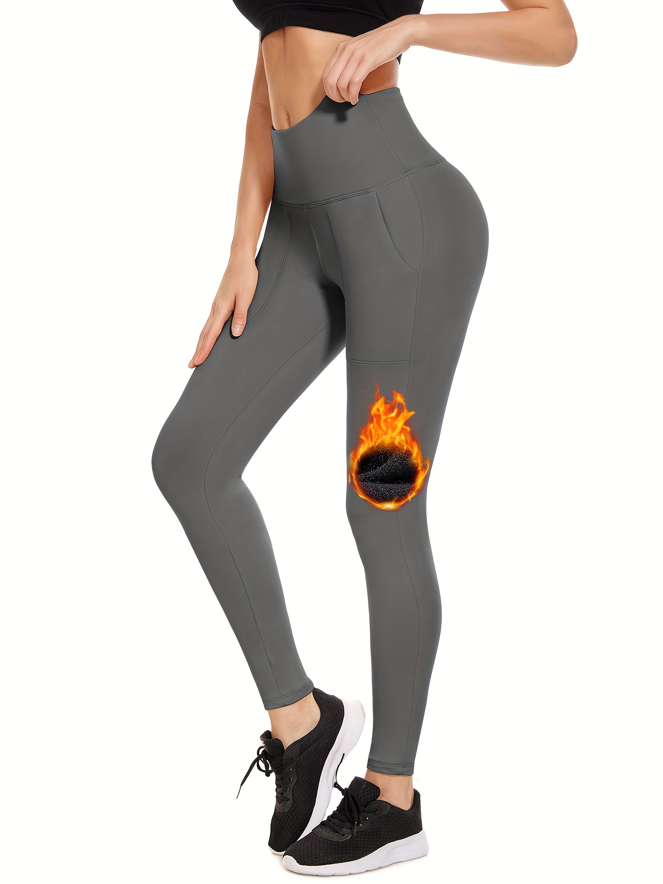 New Thermal Fleece Lined Leggings With Pockets For Women High