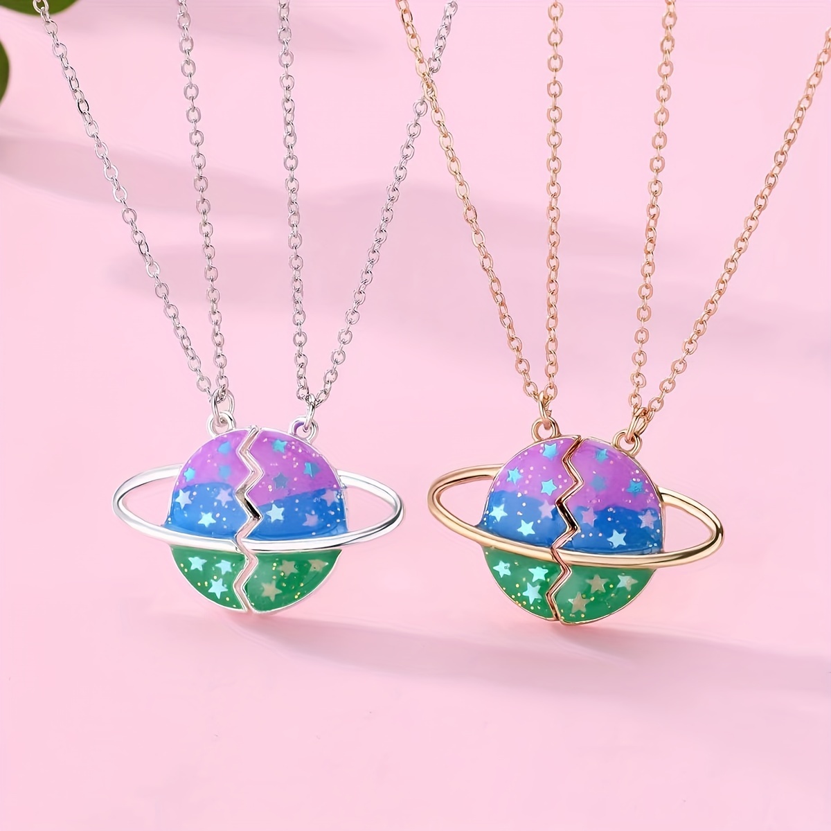 Trendy Cute Magnetic Bff Necklace Cartoon Star Sequin Planet