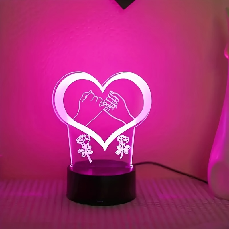 Lampe led 3d Cœur, amour, veilleuse, chevet, éclairage, personnalisé