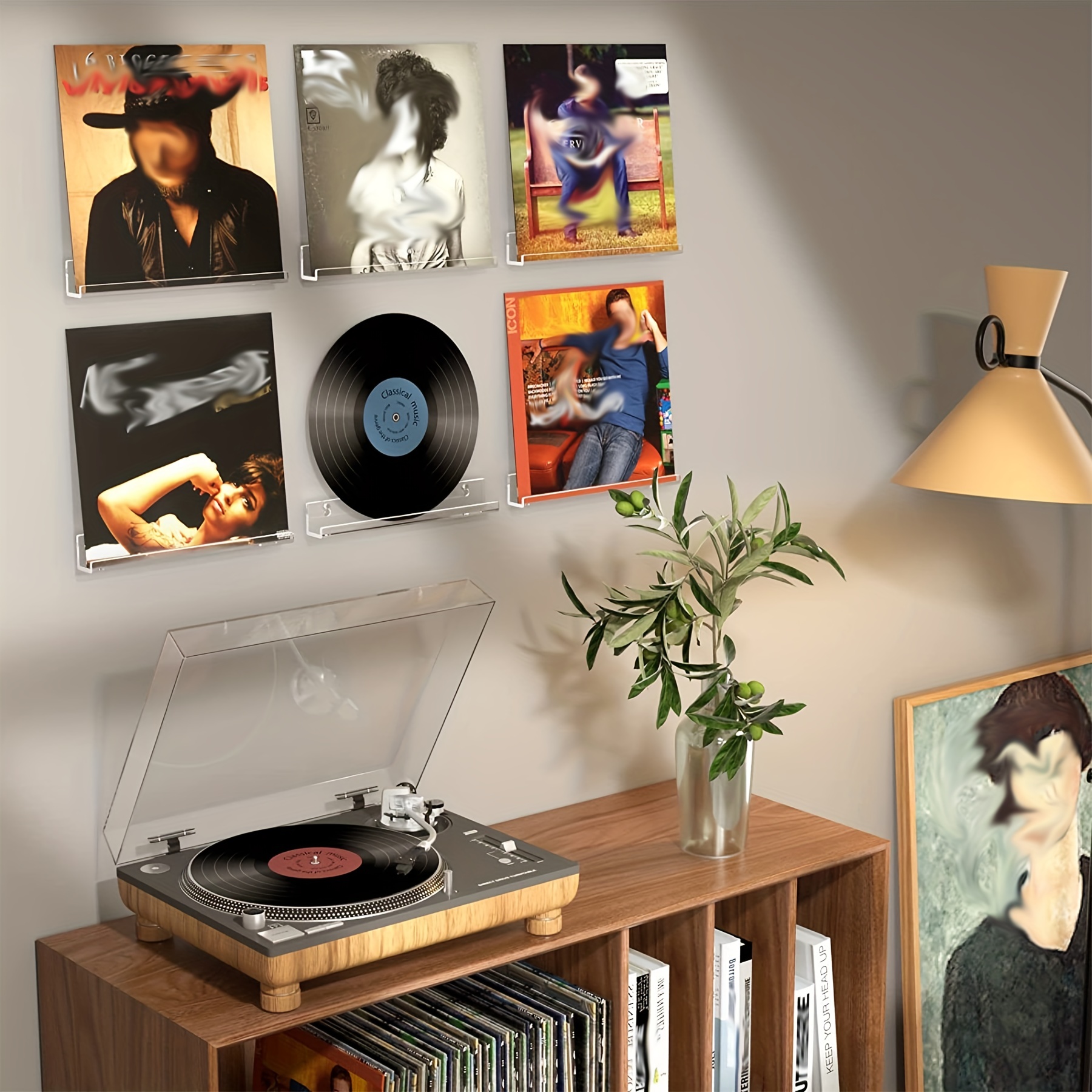 Acrylic Album Record Holder,Clear LP Vinyl CD Stand Display Shelf Wall  Mount