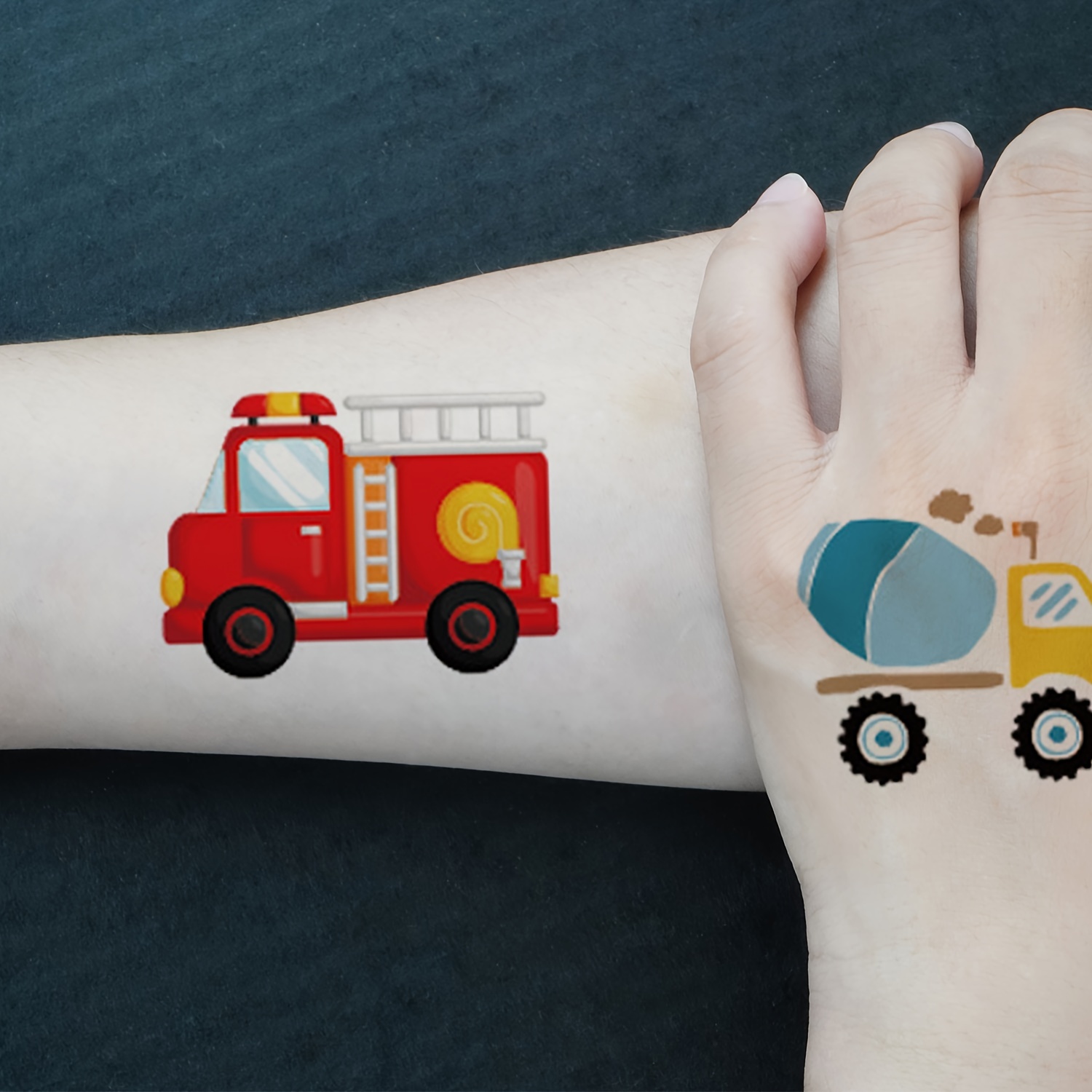 GEEHUA Tatuajes Temporales De Vehículos Para Niños – 20 Hojas Con 150 Diseños De Camiones, Excavadoras Y Grúas