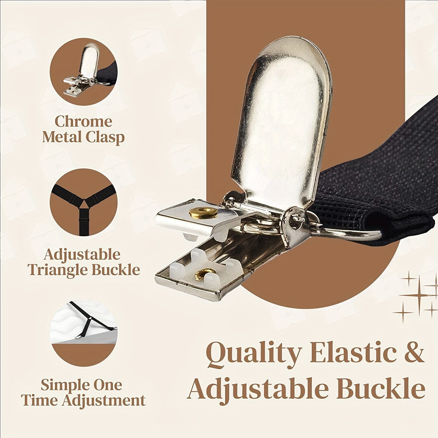 Adjustable Bed Sheet Holder Straps, Triangle Non-slip Elastic