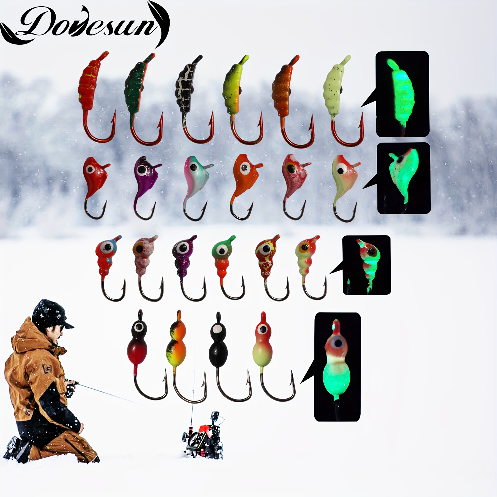 Dovesun Crappie Lures Kit, Soft Plastic Fishing Lures Crappie Walleye Trout  Bass Fishing Baits Fishing Grubs 