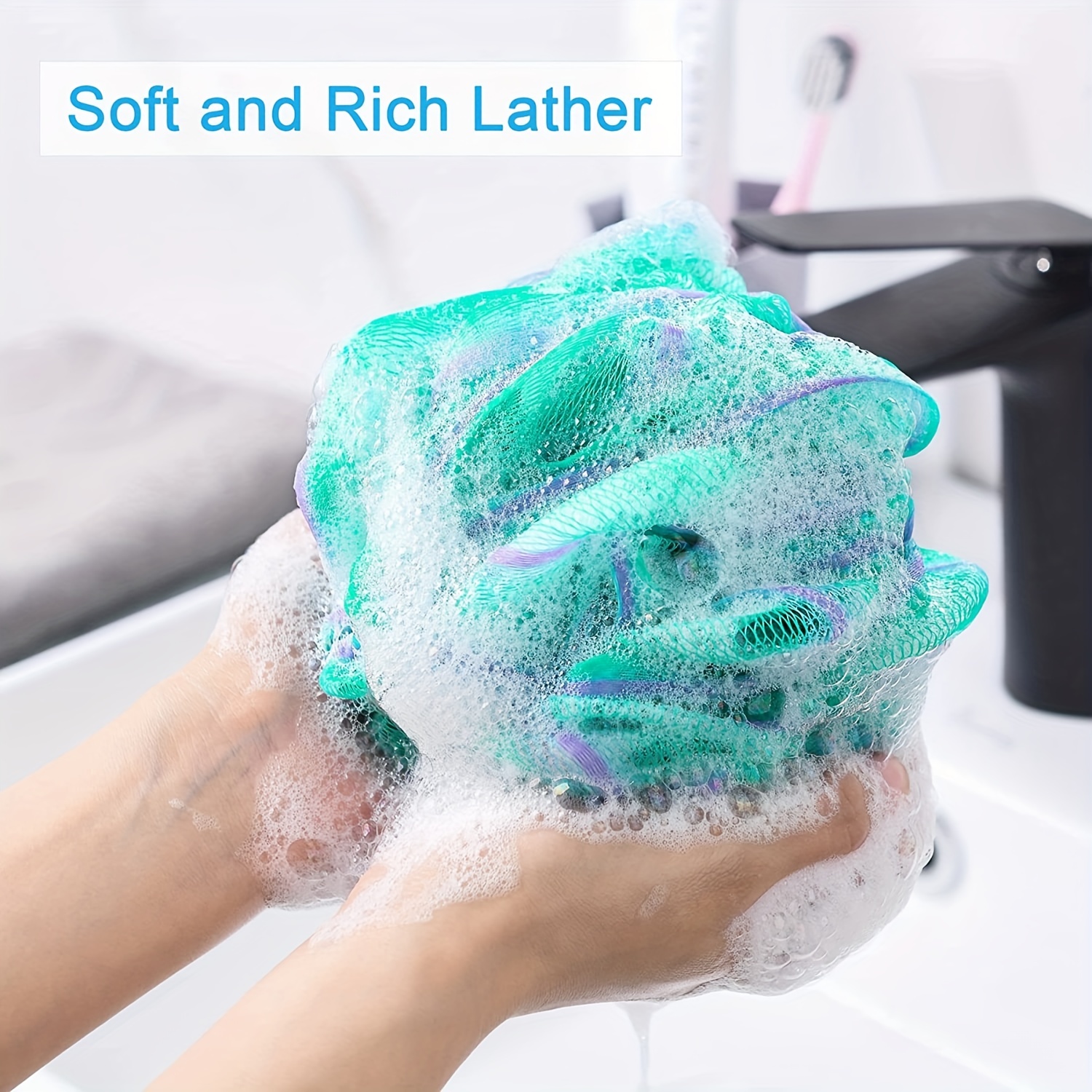 Esponjas de esponja de esponja de baño para ducha, bola de malla  exfoliante, cepillo para el cuerpo, lavado