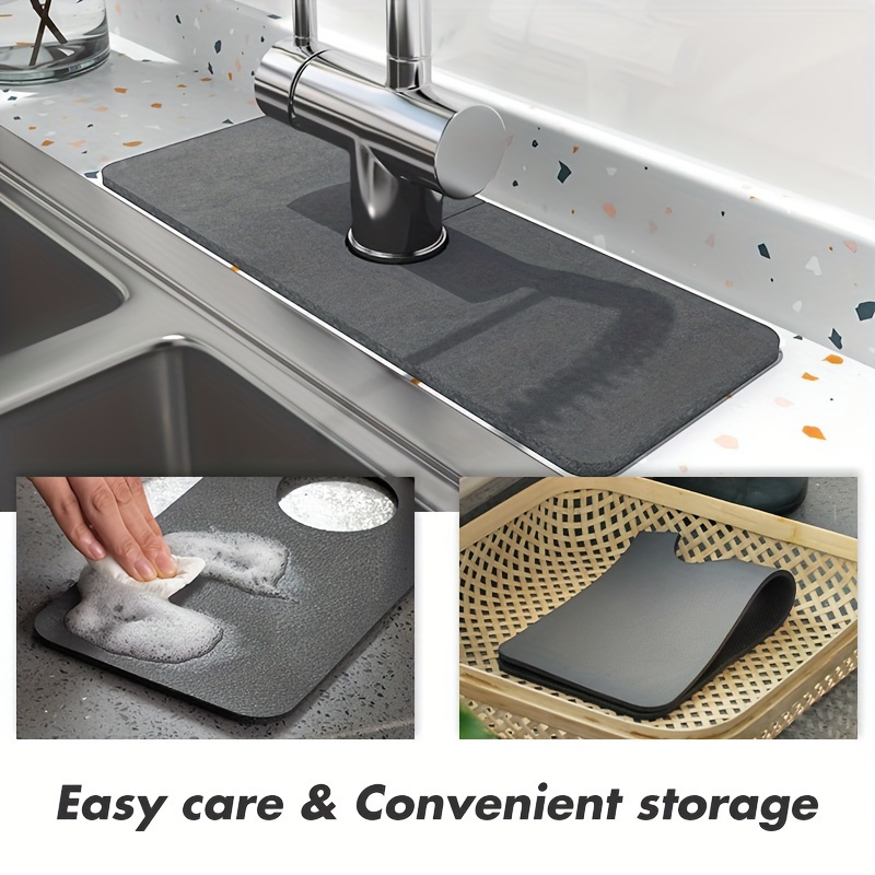 1pc Kitchen Faucet Suction Pad, Bathroom Countertop Drainage Pad, Anti Mold  And Quick Drying Mat