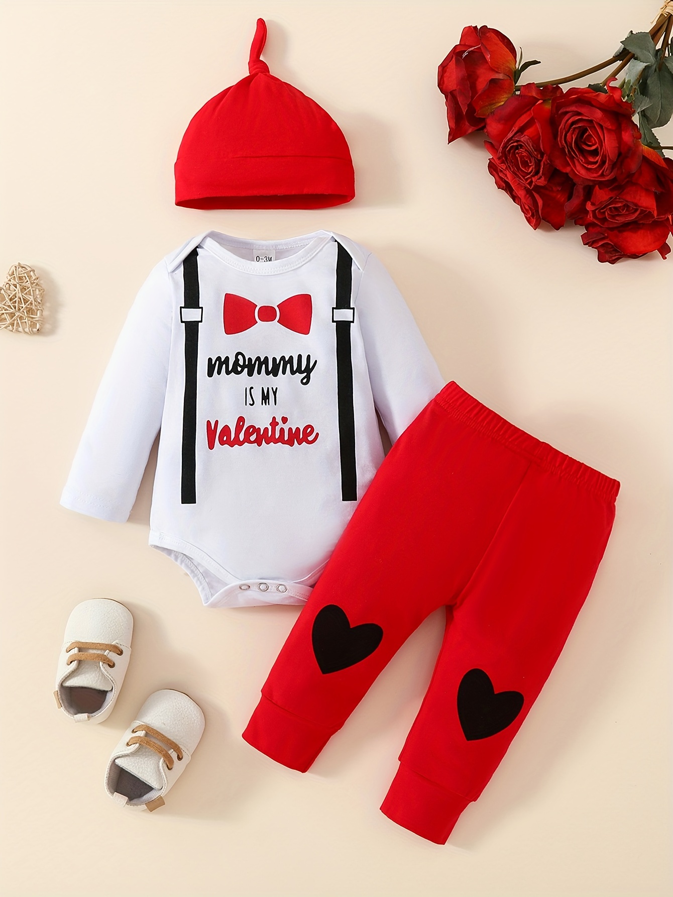 Baby Boys Thanksgiving Dad Mom Letter Graphic Bow Romper + - Temu