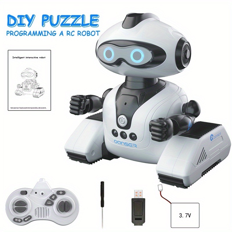 Bleu et blanc-Jouet Robot programmable pour enfants, détection de ensole,  télécommande, robot intelligent, jo