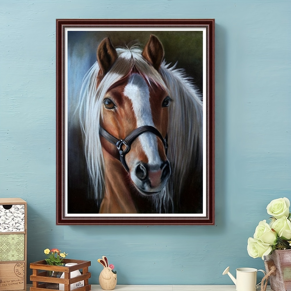 5D Diamond Painting Kit for Adults Horses on The Beach Painting Art Paint  by Number Full Diamond Round Craft Canvas for Home Wall Decor 12x12 Inch 