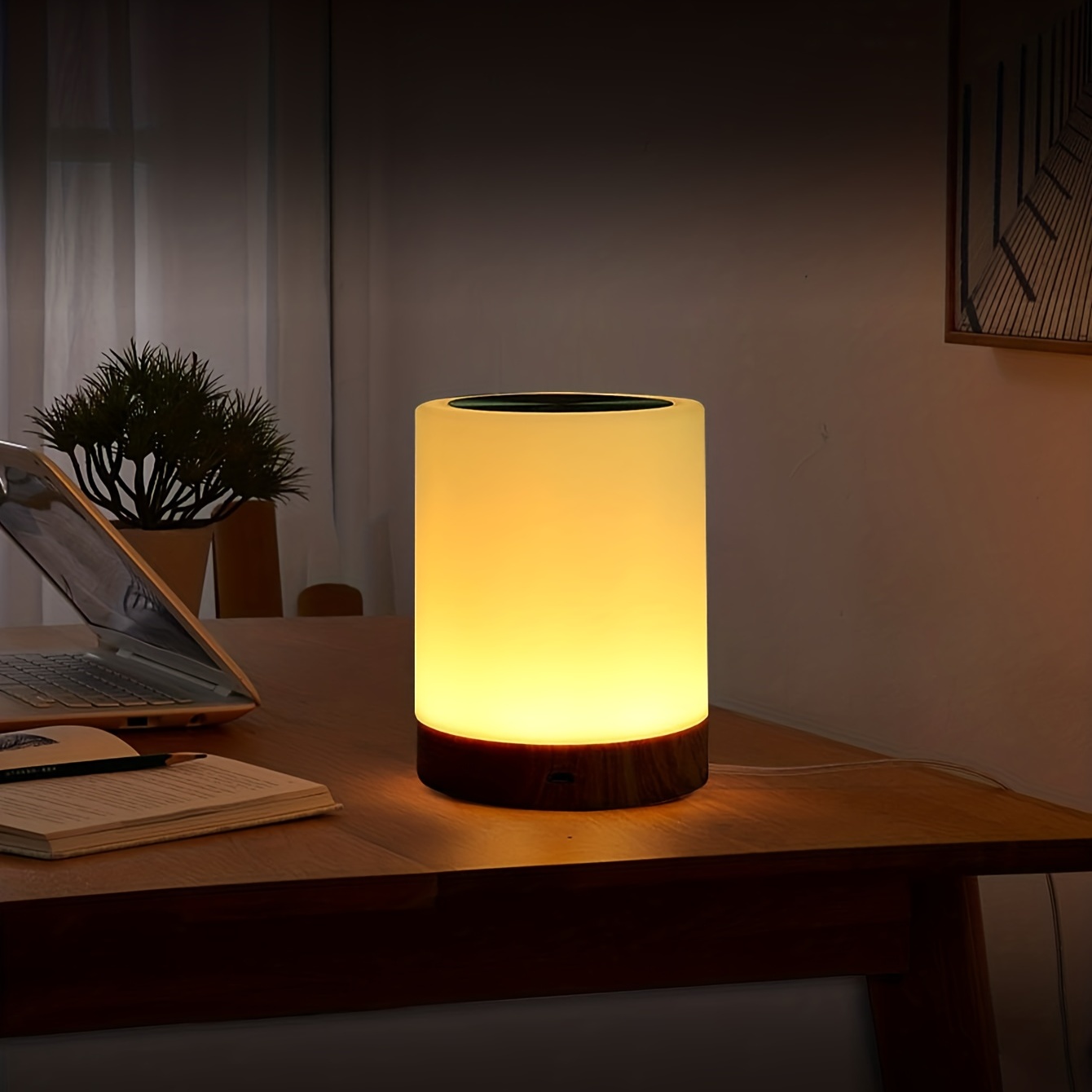 LED Lampes de Chevet Lampe de Nuit Lumière Blanche Chaude Rechargeable RGB  Couleur Chambres à Coucher Salon Portable 