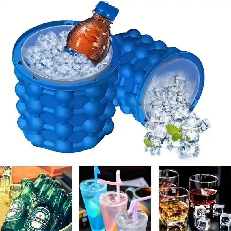 Creative Silicone Ice Bucket Fast Ice Maker Freezer Ice Cube Mold Ice Glass  Beverage Insulation Ice Bucket Personalized Household Cylinder Ice Tray  Silicone Ice Cup Ice Storage Box - Toys & Games 