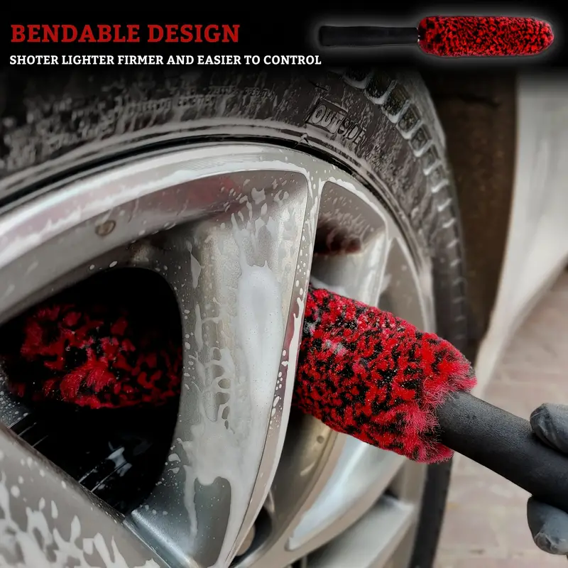 Bendable Car Wash Brush Engine And Wheel Brush Car Internal - Temu