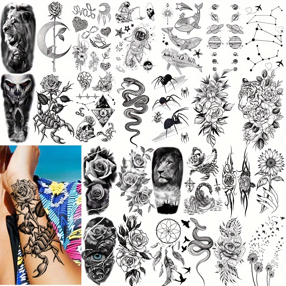 Acquista Adesivi per tatuaggi impermeabili Fiori e piante di animali Tatuaggi  temporanei Adesivi personalizzati Gamba del braccio del corpo del tatuaggio  di lunga durata