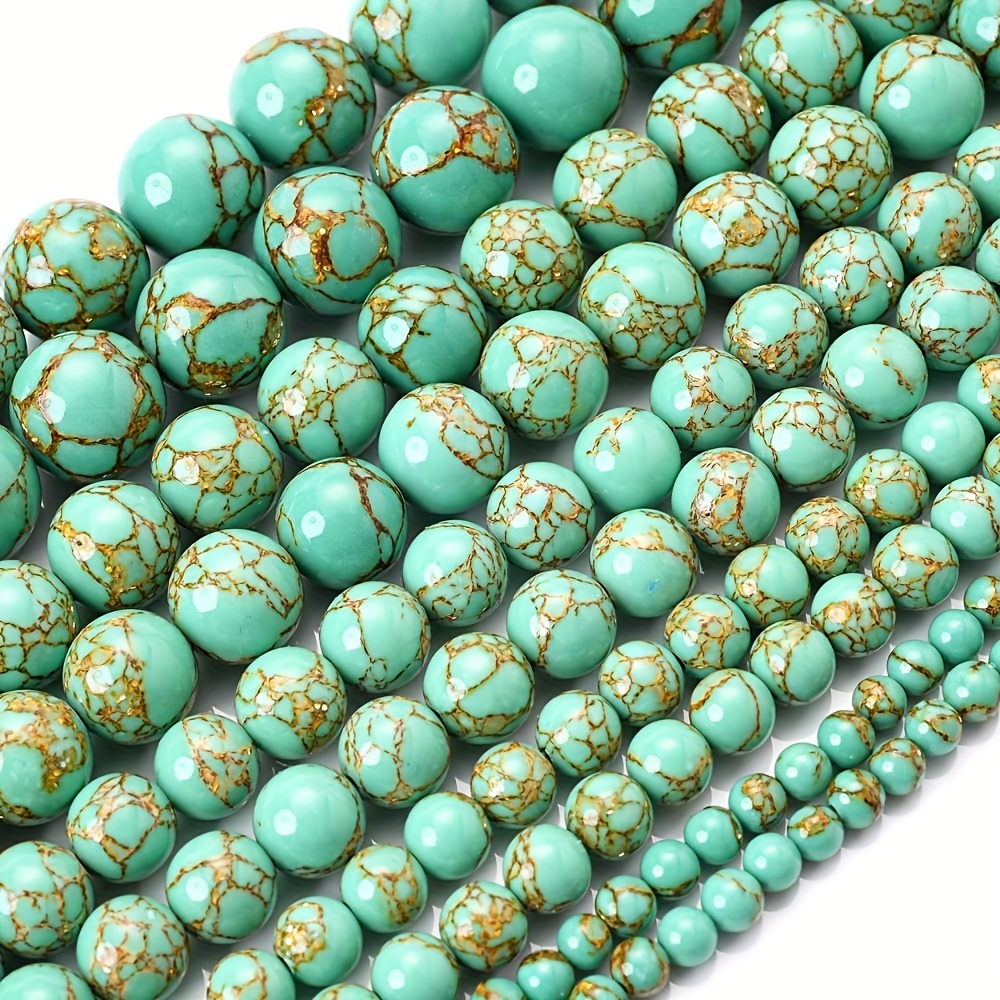  8mm Blue Turquoise Beads Round Gemstone Loose Beads for Jewelry  Making (46-48pcs/strand)