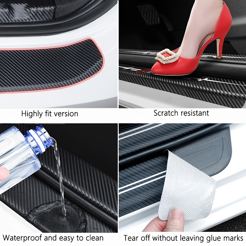 1/4pcs Carbon Fiber Car Door Sill Strip Protector Universal Anti Scratch  Bumper Car Front Rear Door Sill Sticker