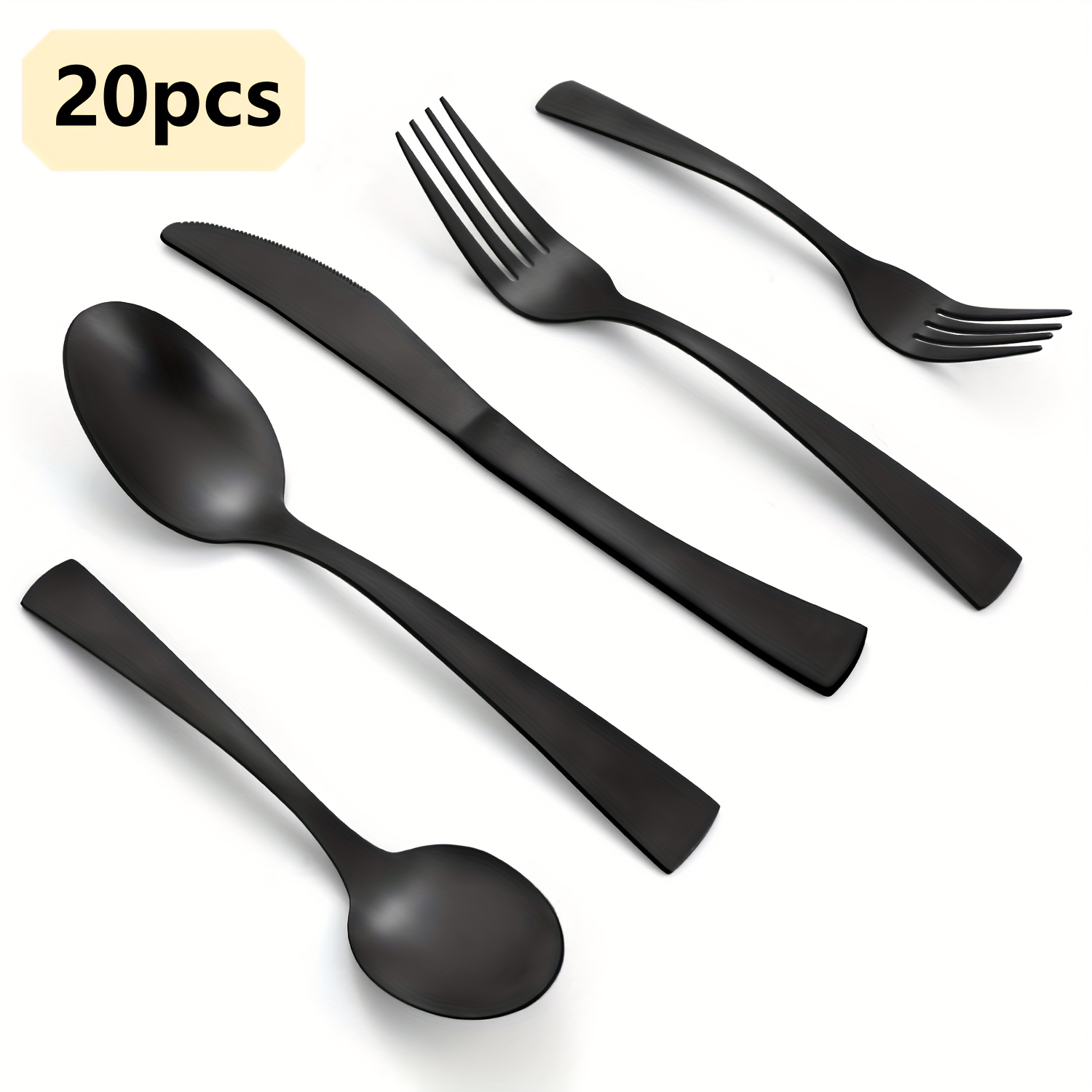 4pcs Black Silverware Set Flatware Stainless Steel Fork Knife Spoon Cutlery  Dishwasher Safe Dinnerware Tableware