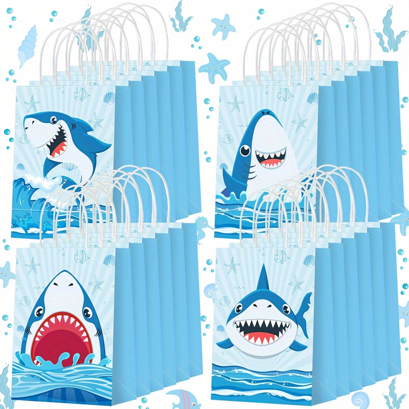 Shark Party Tote Bags – Set of 6 Party Favor Bags