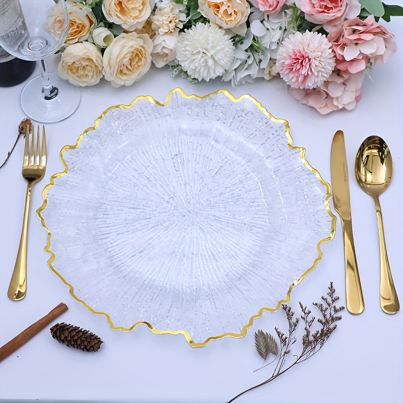 Golden Reef Charger Plates Clear Charger Plates Floral - Temu