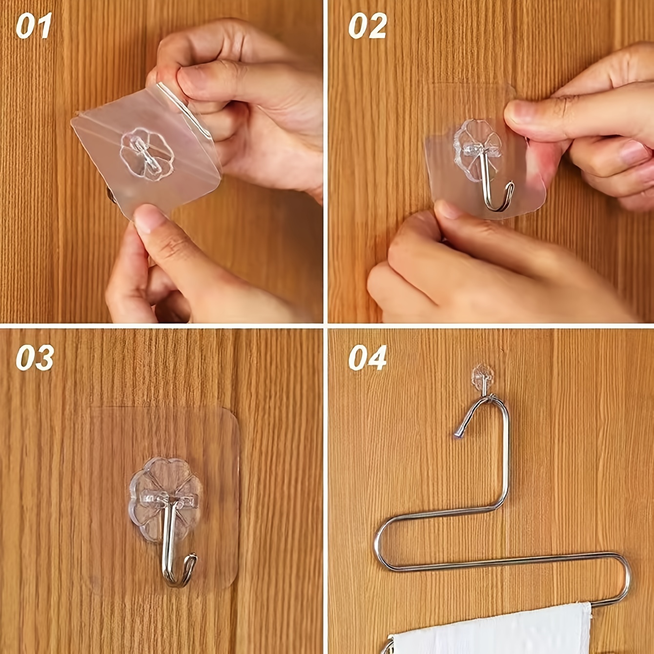 30/50pcs Adhesive Hooks Kitchen Wall Hooks, Nail Free Sticky Hangers With  Stainless Hooks, Heavy Duty Hooks For Hanging Towel Clothing Cup Hook
