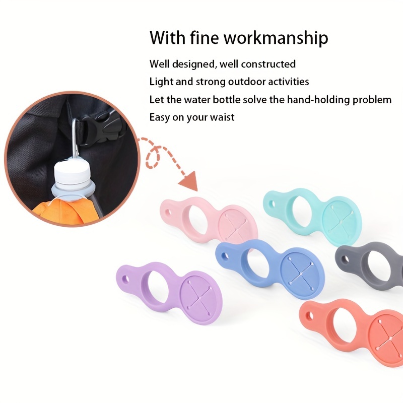 1pc Silicone Water Bottle Carrier Buckle, Colorful Bottle Holder with Keychain Clip Ring, Cup Accessories,Temu